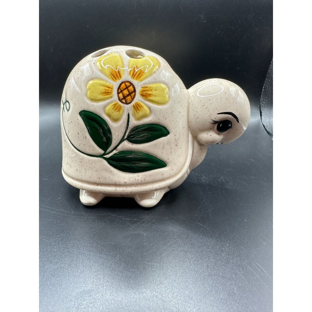 Vintage 1970s Boho Kitschy Turtle Floral Frog Pencil Pen Toothbrush Holder